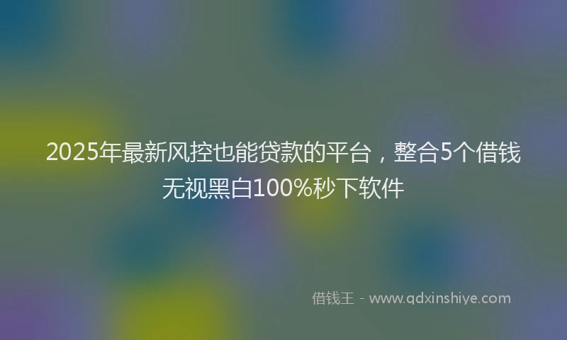 2025年最新风控也能贷款的平台，整合5个借钱无视黑白100%秒下软件