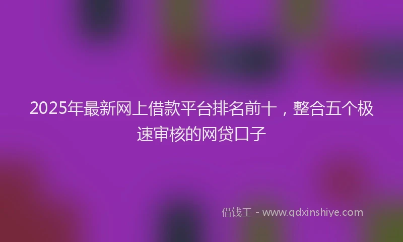 2025年最新网上借款平台排名前十，整合五个极速审核的网贷口子