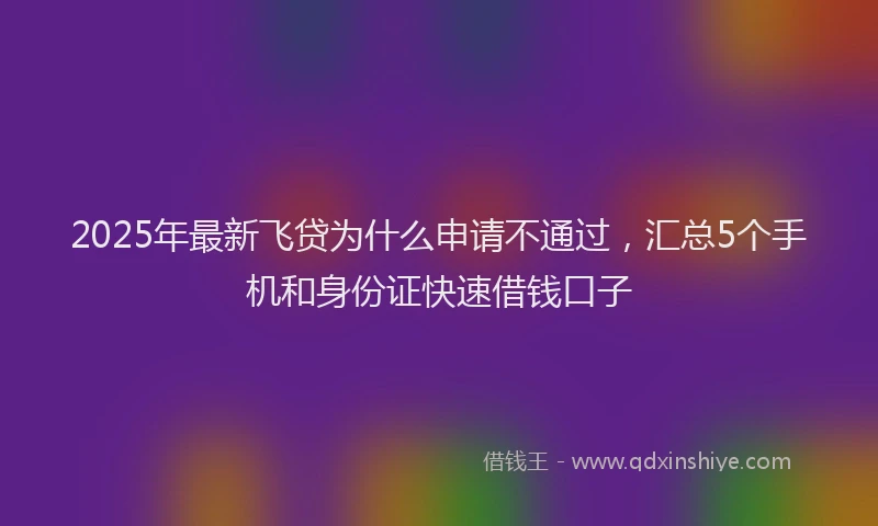 2025年最新飞贷为什么申请不通过，汇总5个手机和身份证快速借钱口子