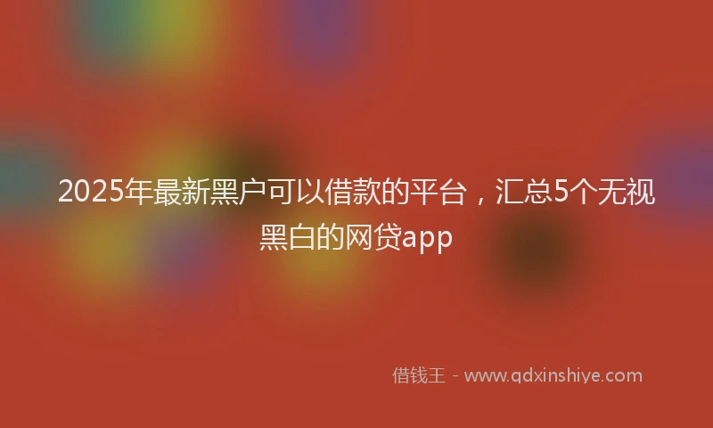 2025年最新黑户可以借款的平台，汇总5个无视黑白的网贷app