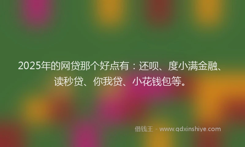 2025年的网贷那个好点有：还呗、度小满金融、读秒贷、你我贷、小花钱包等。