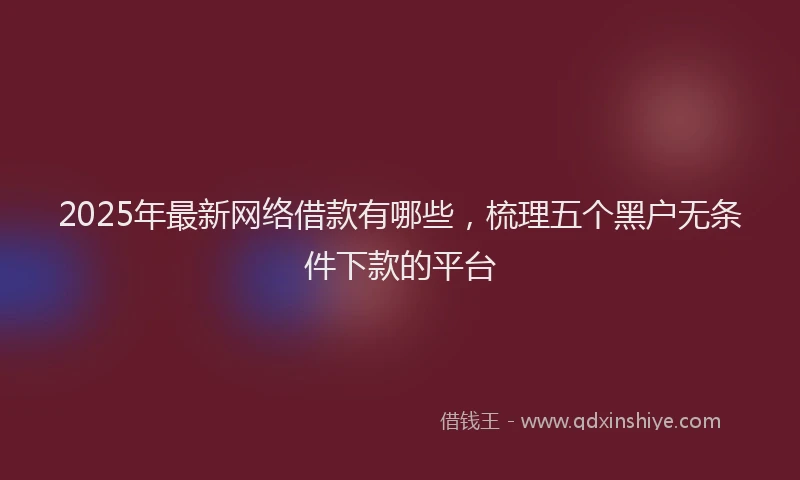 2025年最新网络借款有哪些，梳理五个黑户无条件下款的平台