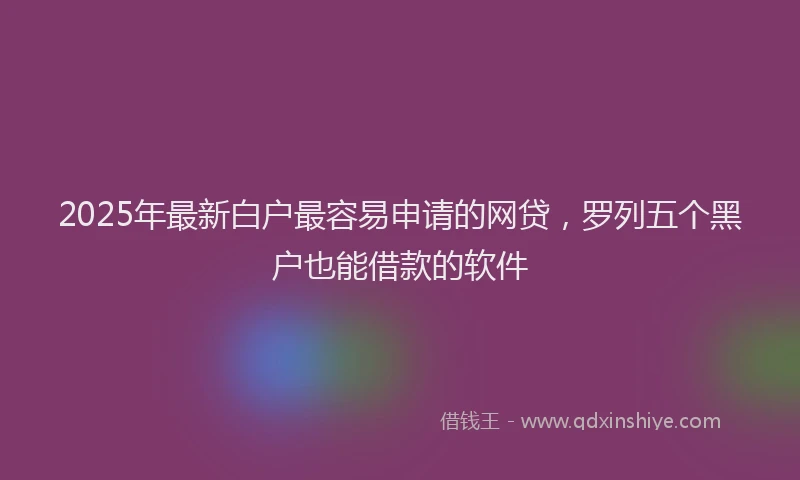 2025年最新白户最容易申请的网贷，罗列五个黑户也能借款的软件