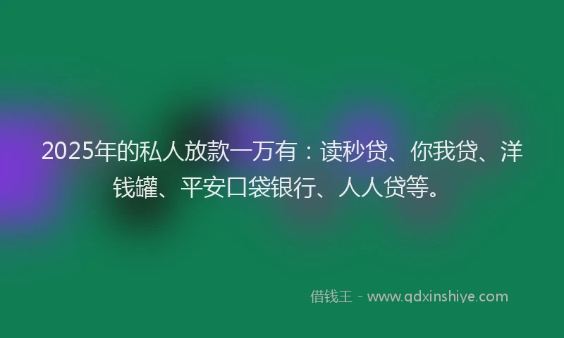2025年的私人放款一万有：读秒贷、你我贷、洋钱罐、平安口袋银行、人人贷等。