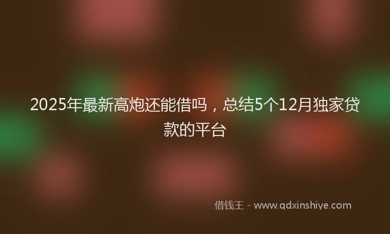 2025年最新高炮还能借吗，总结5个12月独家贷款的平台