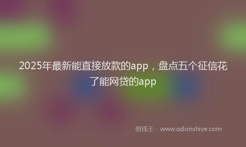 2025年最新能直接放款的app，盘点五个征信花了能网贷的app