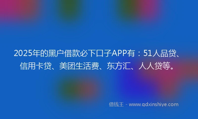 2025年的黑户借款必下口子APP有：51人品贷、信用卡贷、美团生活费、东方汇、人人贷等。