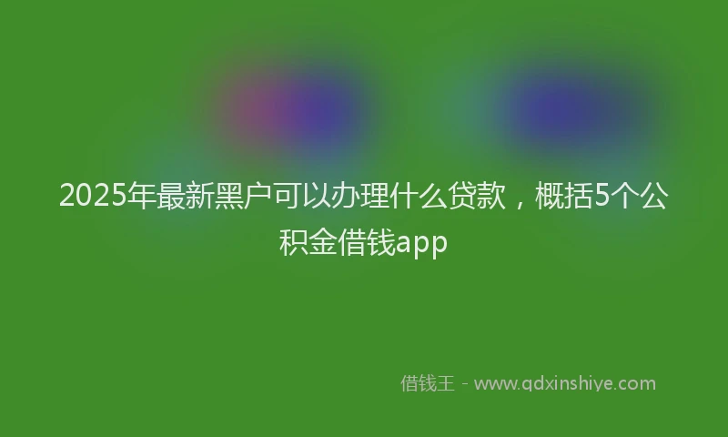 2025年最新黑户可以办理什么贷款，概括5个公积金借钱app