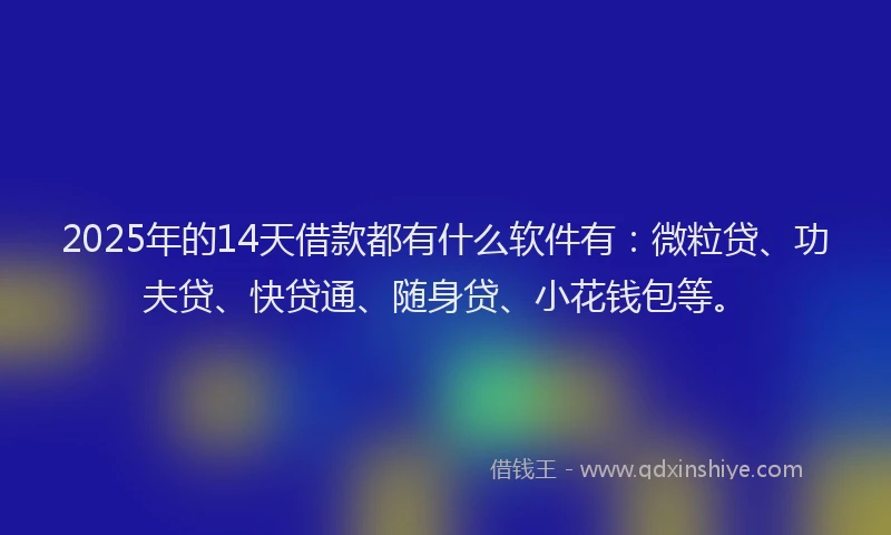 2025年的14天借款都有什么软件有：微粒贷、功夫贷、快贷通、随身贷、小花钱包等。