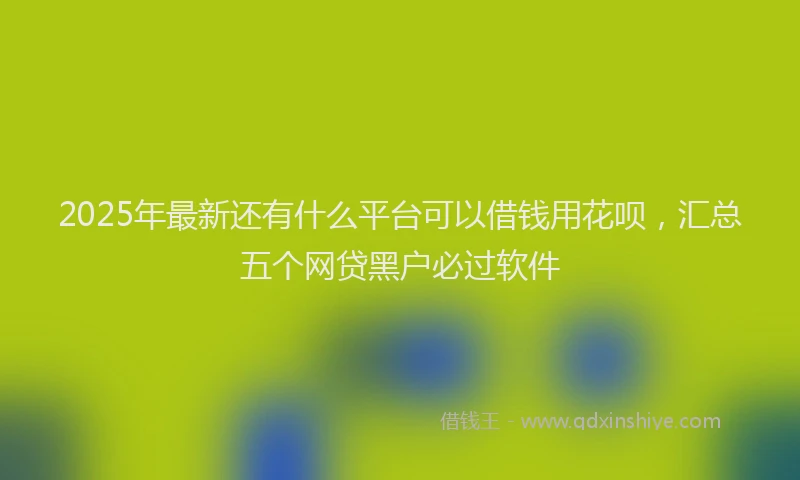 2025年最新还有什么平台可以借钱用花呗，汇总五个网贷黑户必过软件