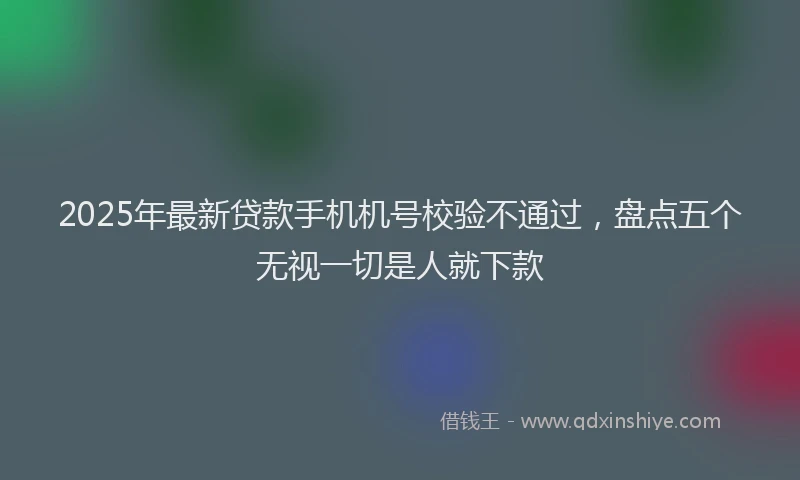 2025年最新贷款手机机号校验不通过，盘点五个无视一切是人就下款