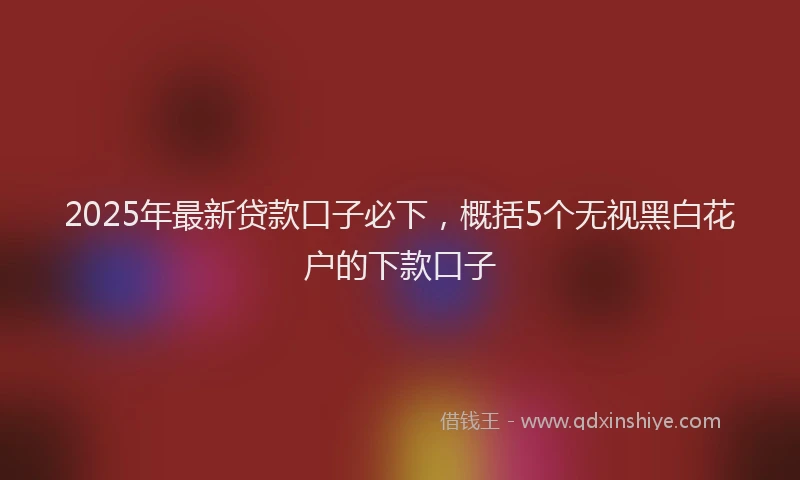 2025年最新贷款口子必下，概括5个无视黑白花户的下款口子