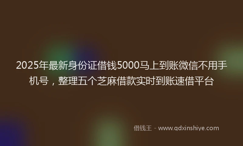 2025年最新身份证借钱5000马上到账微信不用手机号，整理五个芝麻借款实时到账速借平台