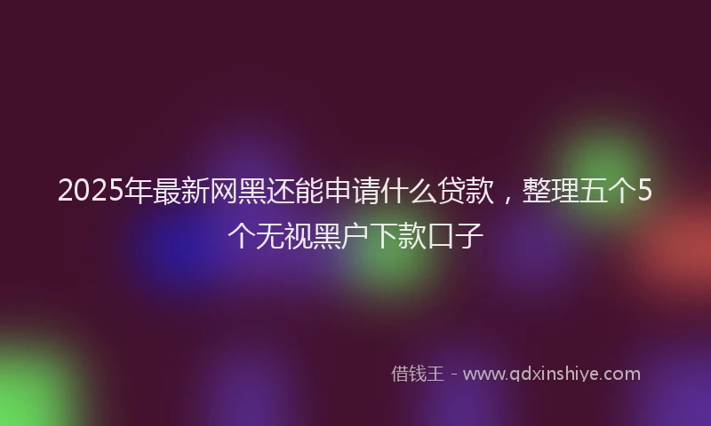 2025年最新网黑还能申请什么贷款，整理五个5个无视黑户下款口子