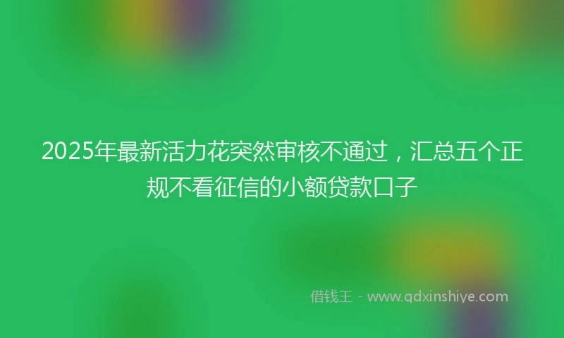 2025年最新活力花突然审核不通过，汇总五个正规不看征信的小额贷款口子