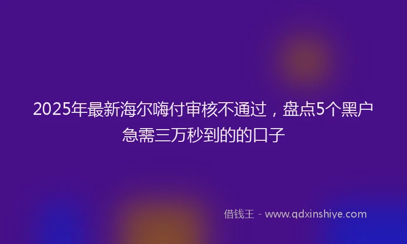 2025年最新海尔嗨付审核不通过，盘点5个黑户急需三万秒到的的口子