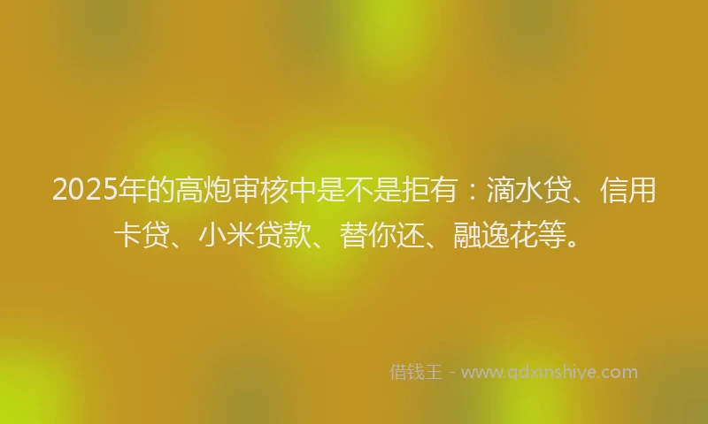 2025年的高炮审核中是不是拒有：滴水贷、信用卡贷、小米贷款、替你还、融逸花等。