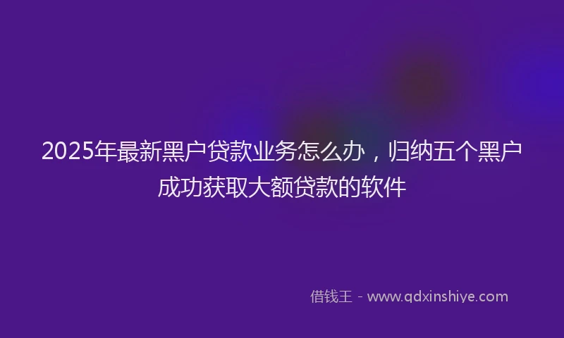 2025年最新黑户贷款业务怎么办，归纳五个黑户成功获取大额贷款的软件