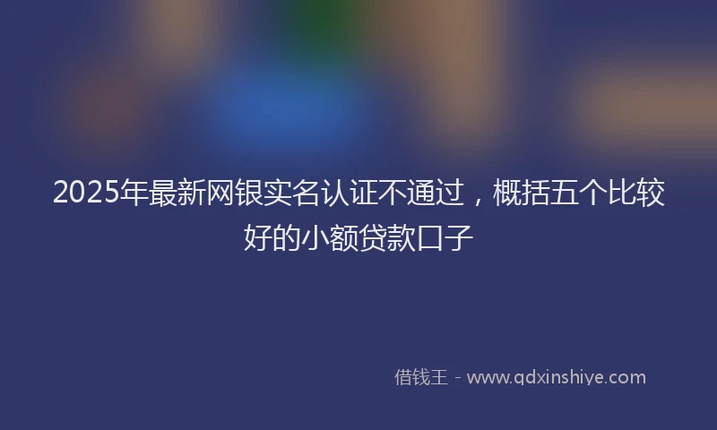 2025年最新网银实名认证不通过，概括五个比较好的小额贷款口子
