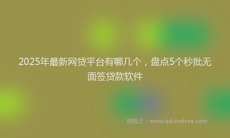 2025年最新网贷平台有哪几个，盘点5个秒批无面签贷款软件