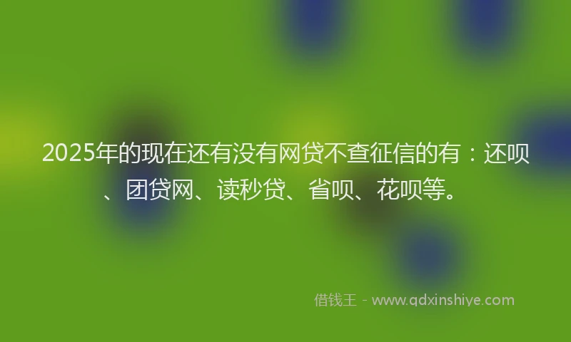 2025年的现在还有没有网贷不查征信的有：还呗、团贷网、读秒贷、省呗、花呗等。