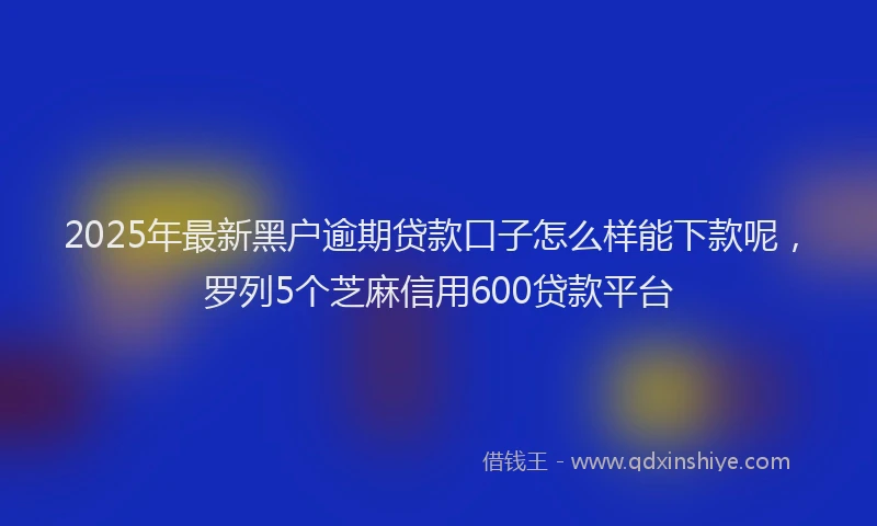 2025年最新黑户逾期贷款口子怎么样能下款呢，罗列5个芝麻信用600贷款平台