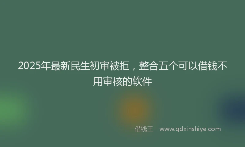 2025年最新民生初审被拒，整合五个可以借钱不用审核的软件