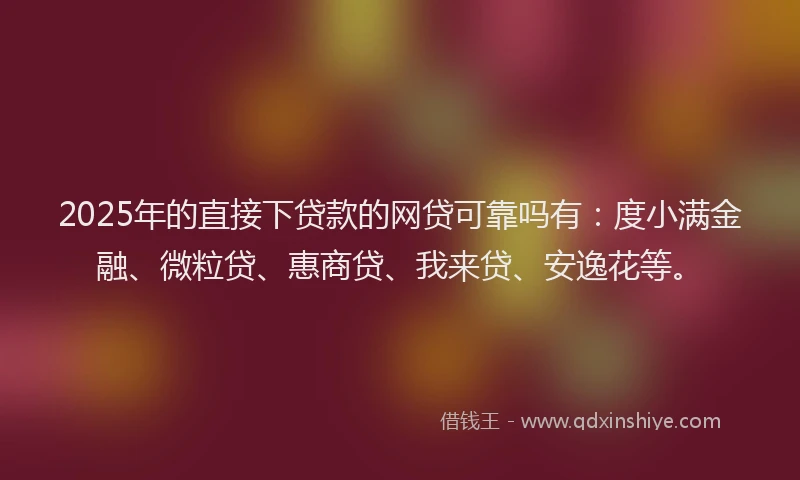 2025年的直接下贷款的网贷可靠吗有：度小满金融、微粒贷、惠商贷、我来贷、安逸花等。
