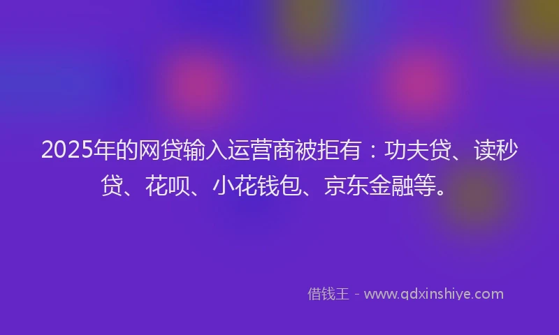 2025年的网贷输入运营商被拒有：功夫贷、读秒贷、花呗、小花钱包、京东金融等。