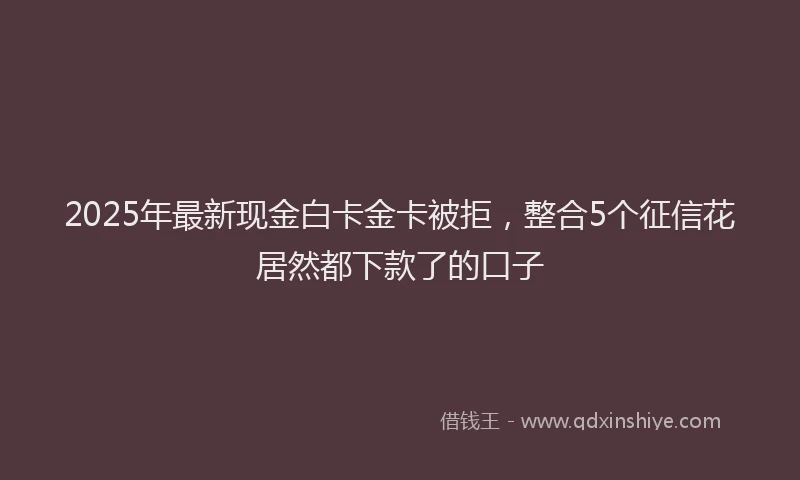2025年最新现金白卡金卡被拒，整合5个征信花居然都下款了的口子