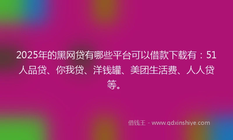 2025年的黑网贷有哪些平台可以借款下载有：51人品贷、你我贷、洋钱罐、美团生活费、人人贷等。