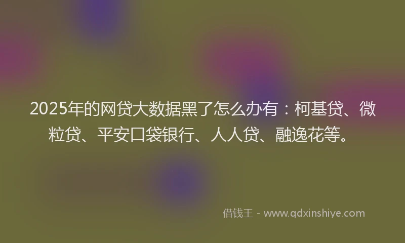2025年的网贷大数据黑了怎么办有：柯基贷、微粒贷、平安口袋银行、人人贷、融逸花等。
