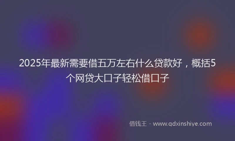 2025年最新需要借五万左右什么贷款好，概括5个网贷大口子轻松借口子