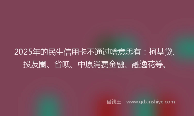 2025年的民生信用卡不通过啥意思有：柯基贷、投友圈、省呗、中原消费金融、融逸花等。