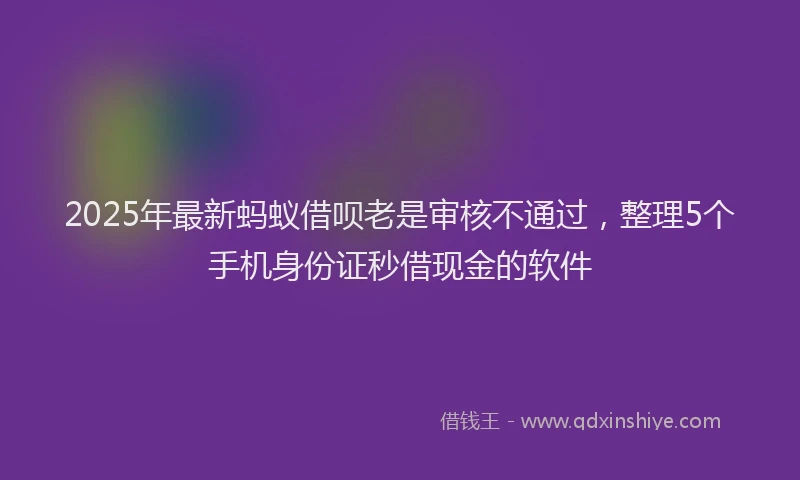 2025年最新蚂蚁借呗老是审核不通过，整理5个手机身份证秒借现金的软件