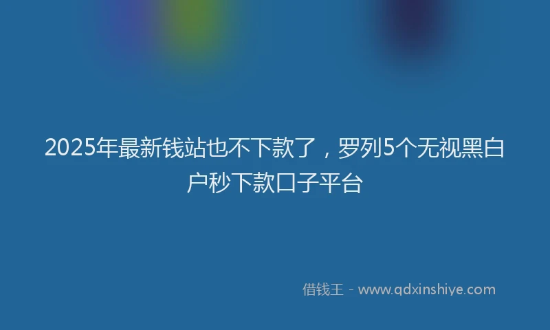2025年最新钱站也不下款了，罗列5个无视黑白户秒下款口子平台