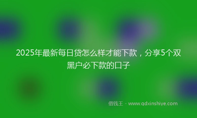 2025年最新每日贷怎么样才能下款，分享5个双黑户必下款的口子