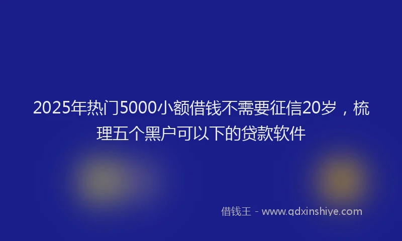 2025年热门5000小额借钱不需要征信20岁，梳理五个黑户可以下的贷款软件