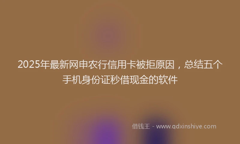 2025年最新网申农行信用卡被拒原因，总结五个手机身份证秒借现金的软件