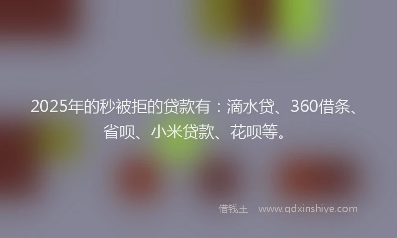 2025年的秒被拒的贷款有：滴水贷、360借条、省呗、小米贷款、花呗等。