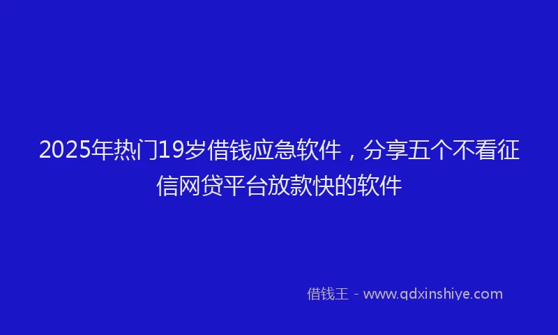2025年热门19岁借钱应急软件，分享五个不看征信网贷平台放款快的软件