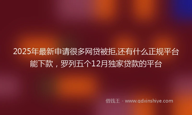 2025年最新申请很多网贷被拒,还有什么正规平台能下款，罗列五个12月独家贷款的平台