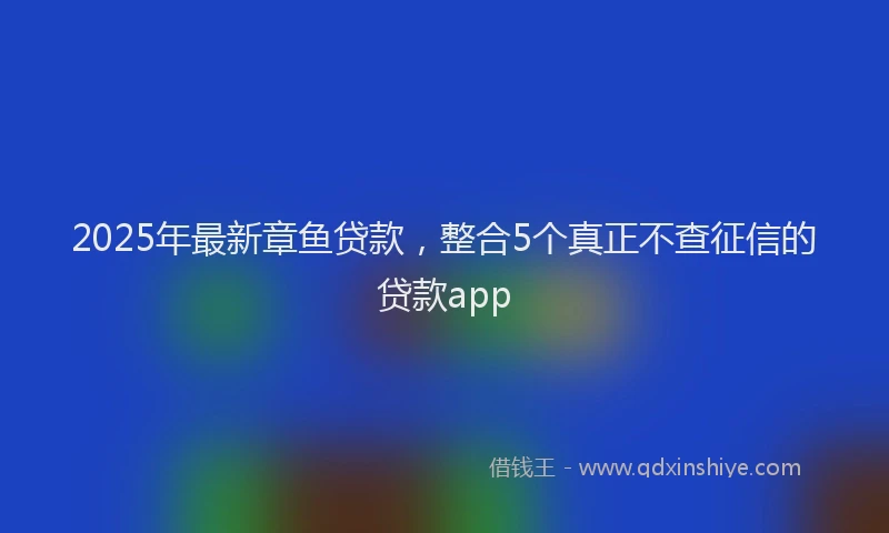 2025年最新章鱼贷款，整合5个真正不查征信的贷款app