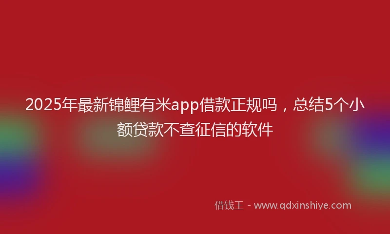2025年最新锦鲤有米app借款正规吗，总结5个小额贷款不查征信的软件