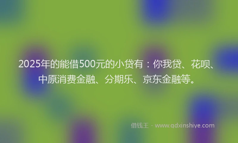 2025年的能借500元的小贷有：你我贷、花呗、中原消费金融、分期乐、京东金融等。