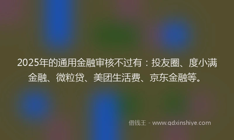 2025年的通用金融审核不过有：投友圈、度小满金融、微粒贷、美团生活费、京东金融等。