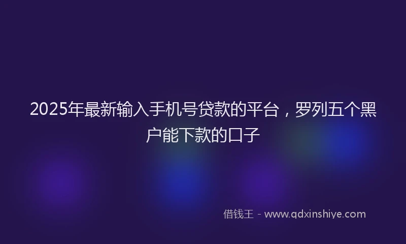 2025年最新输入手机号贷款的平台，罗列五个黑户能下款的口子