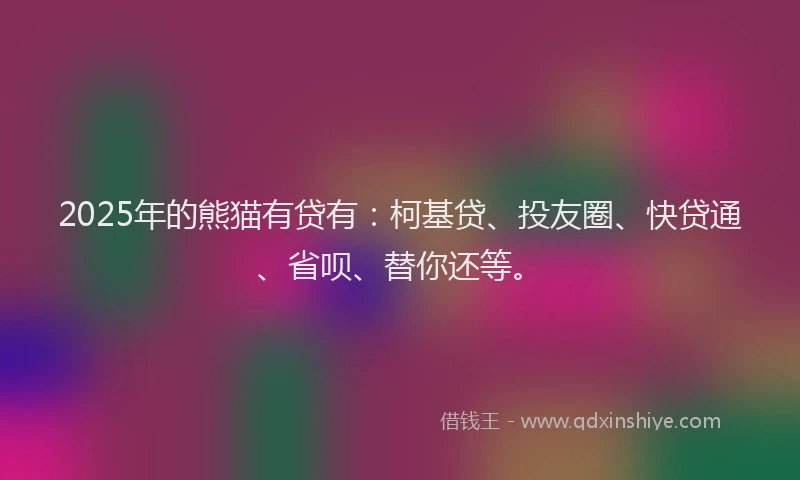 2025年的熊猫有贷有：柯基贷、投友圈、快贷通、省呗、替你还等。