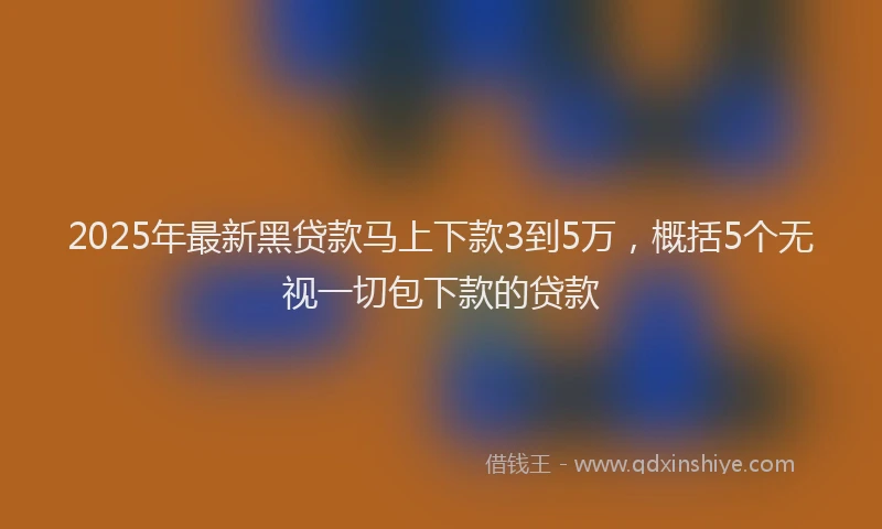 2025年最新黑贷款马上下款3到5万，概括5个无视一切包下款的贷款