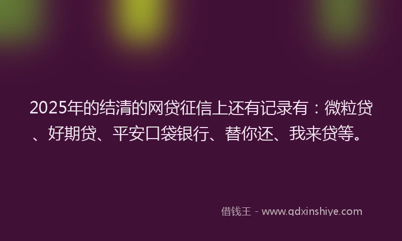 2025年的结清的网贷征信上还有记录有：微粒贷、好期贷、平安口袋银行、替你还、我来贷等。